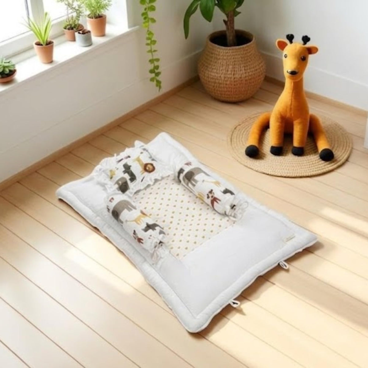 NWF Premium Cotton Baby Bedding Set, Unisex Animal Print, 26×40 Inches