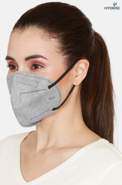 HYDRISE (Pack of 20 (Grey) Premium N95 Mask For Men and Women with Mask Adjuster - Washable - Reusable - Pollution - Protection - Advance Filtration