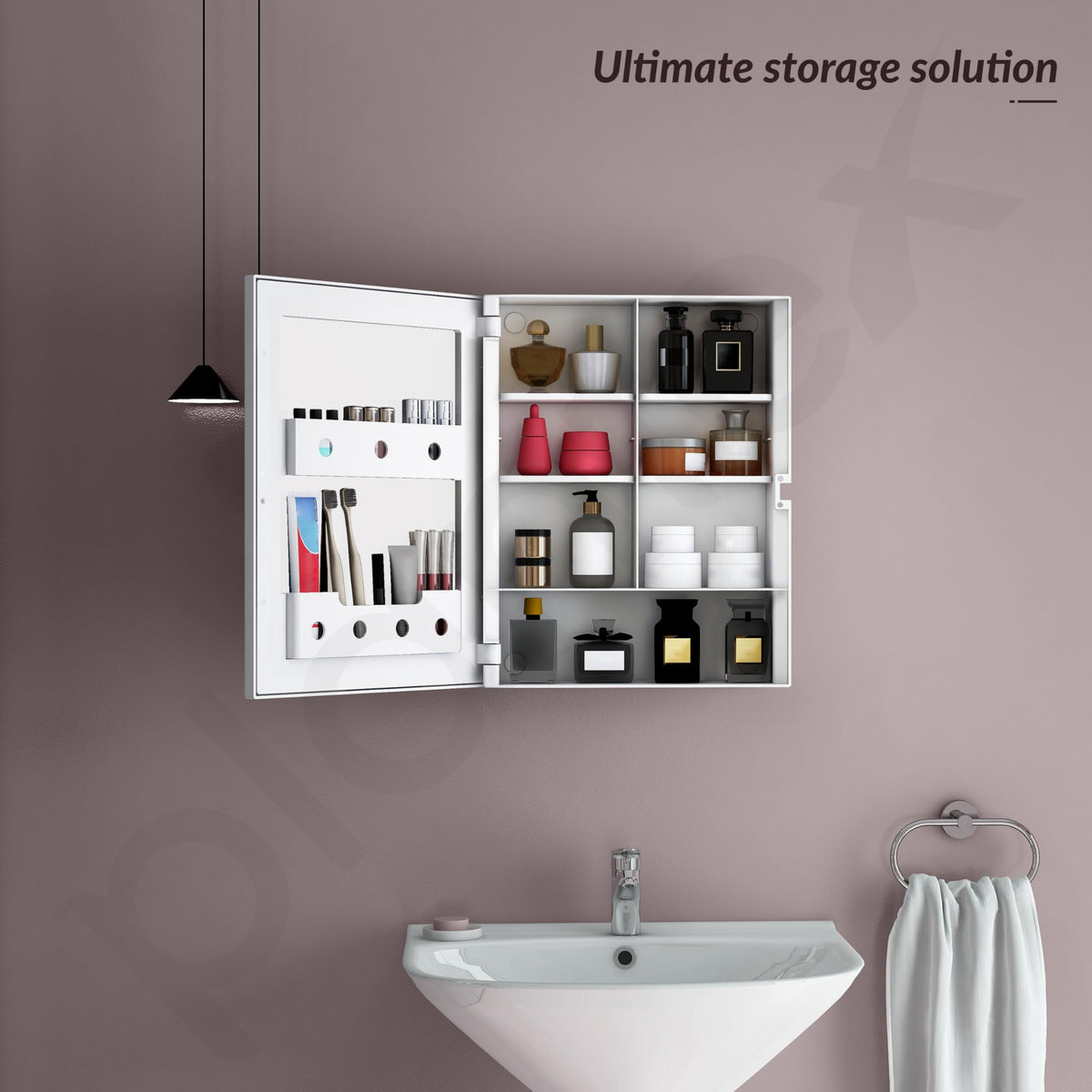 Plantex Bathroom Cabinet with Mirror/ABS Bathroom Storage Cabinet/Mirror Cabinet for Wall/Mirror with Storage for Bathroom(14x18 Inch, White)