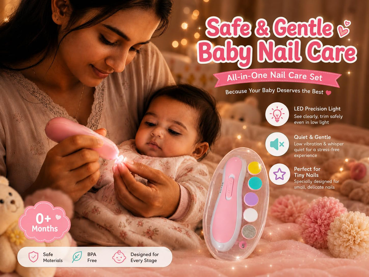 10-in-1 Baby Grooming Kit Combo with Electric Nail Trimmer, Baby Comb Brush Set, Nail Clipper, Scissors & File, Newborn Baby Care Essentials Gift Set – Pink