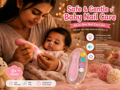 10-in-1 Baby Grooming Kit Combo with Electric Nail Trimmer, Baby Comb Brush Set, Nail Clipper, Scissors & File, Newborn Baby Care Essentials Gift Set – Pink