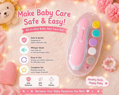 10-in-1 Baby Grooming Kit Combo with Electric Nail Trimmer, Baby Comb Brush Set, Nail Clipper, Scissors & File, Newborn Baby Care Essentials Gift Set – Pink