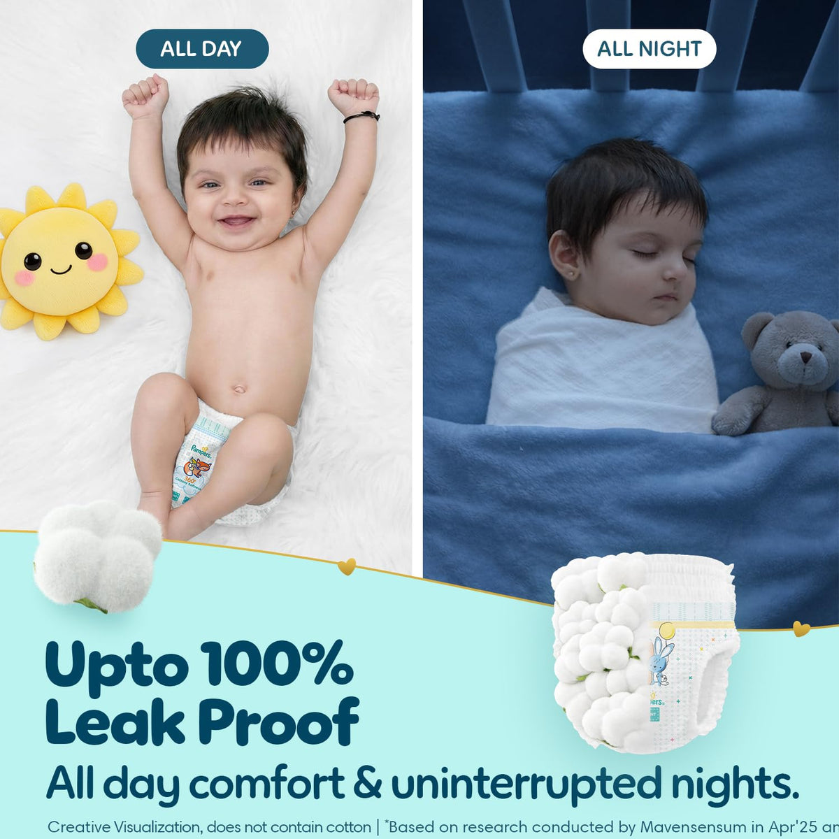 Pampers Premium Care Pant Style Baby Diapers XS 70 Count | No Marks Design | Voted India’s #1 Softest Diaper | All in 1 diaper with 360 Cottony Softness