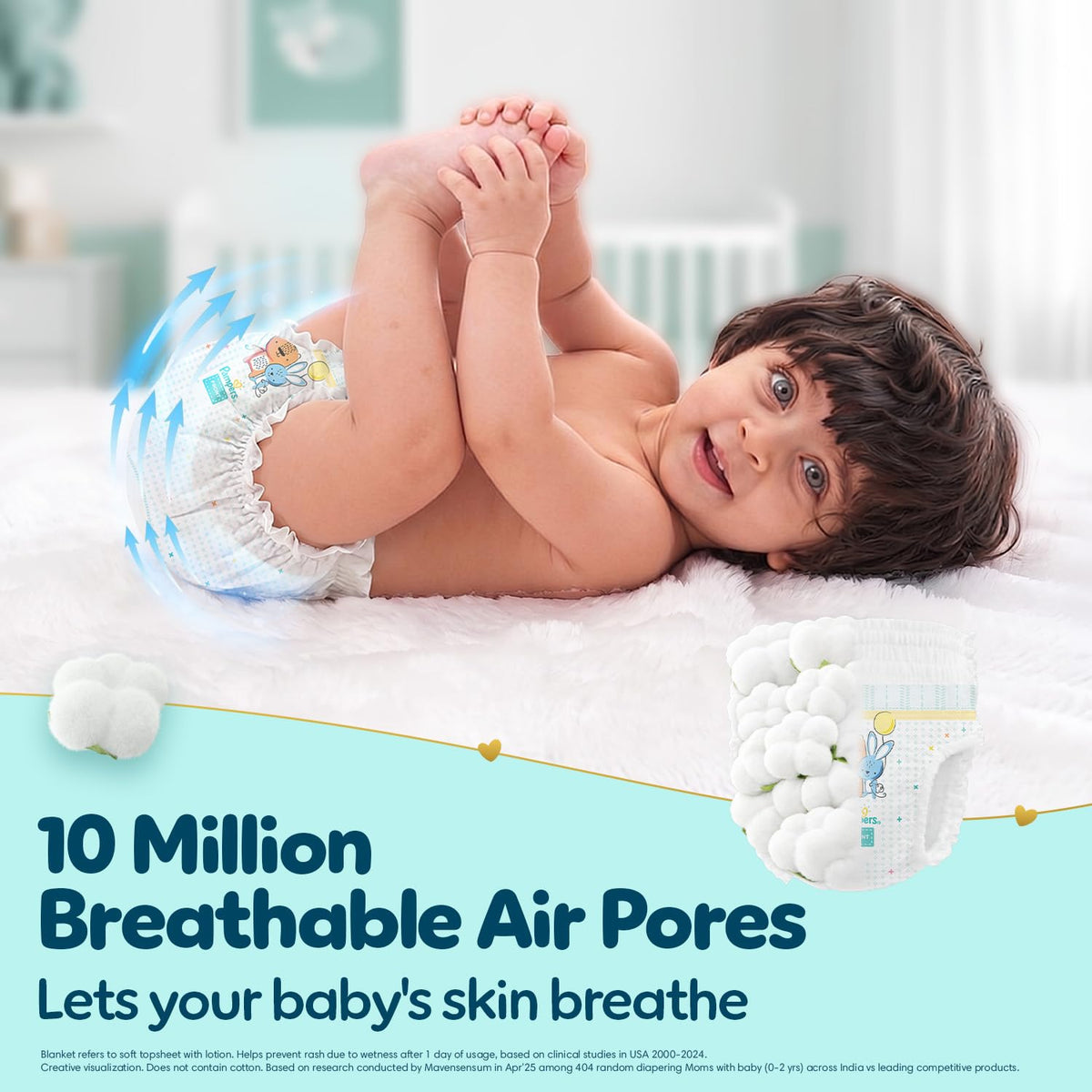 Pampers Premium Care Pant Style Baby Diapers XS 70 Count | No Marks Design | Voted India’s #1 Softest Diaper | All in 1 diaper with 360 Cottony Softness