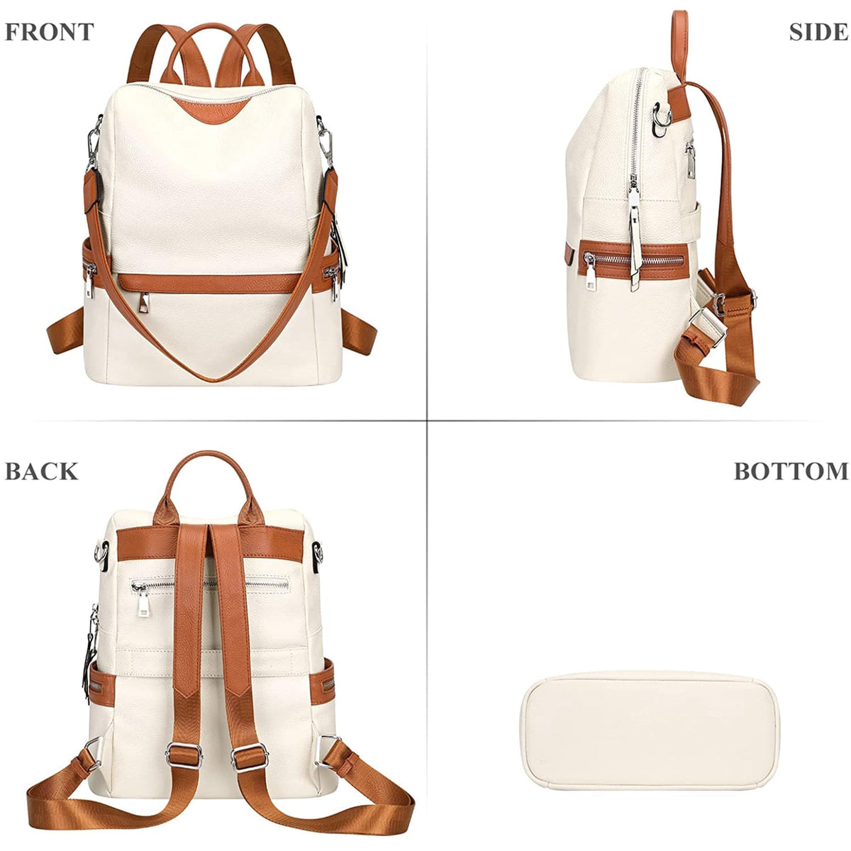 ProArch Leather Backpack for Women Elegant Backpack Purse Ladies Leather Shoulder Fitting Diwali Bhaidooj Gift for Sister, Mother Bhabhi (White