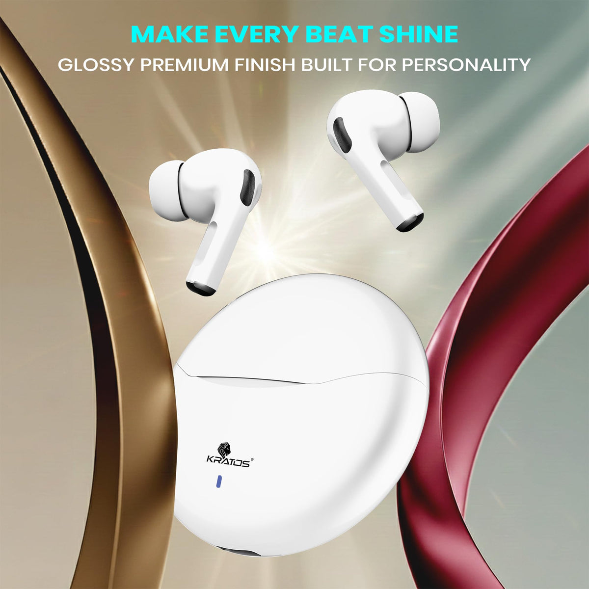 Kratos TW02 Ear Buds Wireless with 60H Playtime, Noise Isolation & Clear Calls, Bluetooth Earbuds with Voice Assistant, Ear Buds with Bluetooth V 5.3 & with Type C Fast Charging, IPX5 TWS Earphones