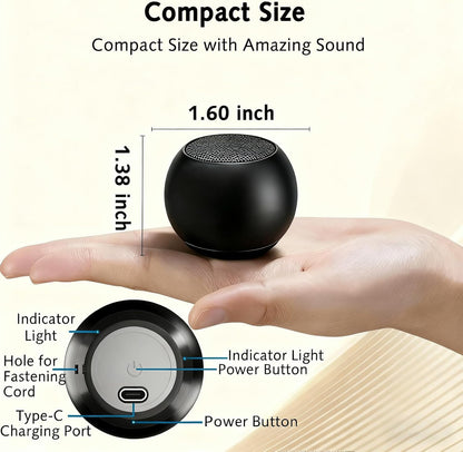 JAMPOD JBL Mini Bluetooth Speaker Ultra Wireless Speaker with Heavy Metal Electroplating | Round Mini Speaker, Power Button Controlled, Long Battery Backup & Quick Charge-Multicolor