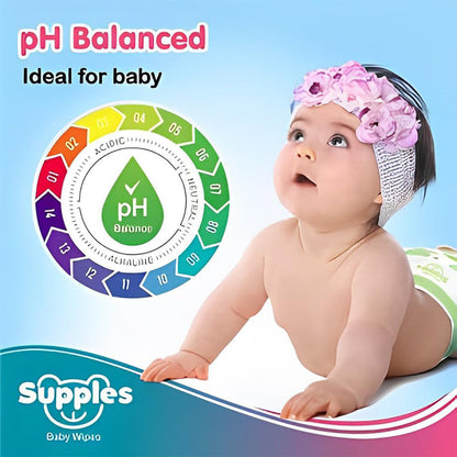 Amazon Brand - Supples Baby Wet Wipes | 648 Wipes | 72 Wipes x 9 Packs | Enriched With Aloe Vera and Vitamin E | Alcohol-free and Paraben-free | Pure Water-Based Formulation