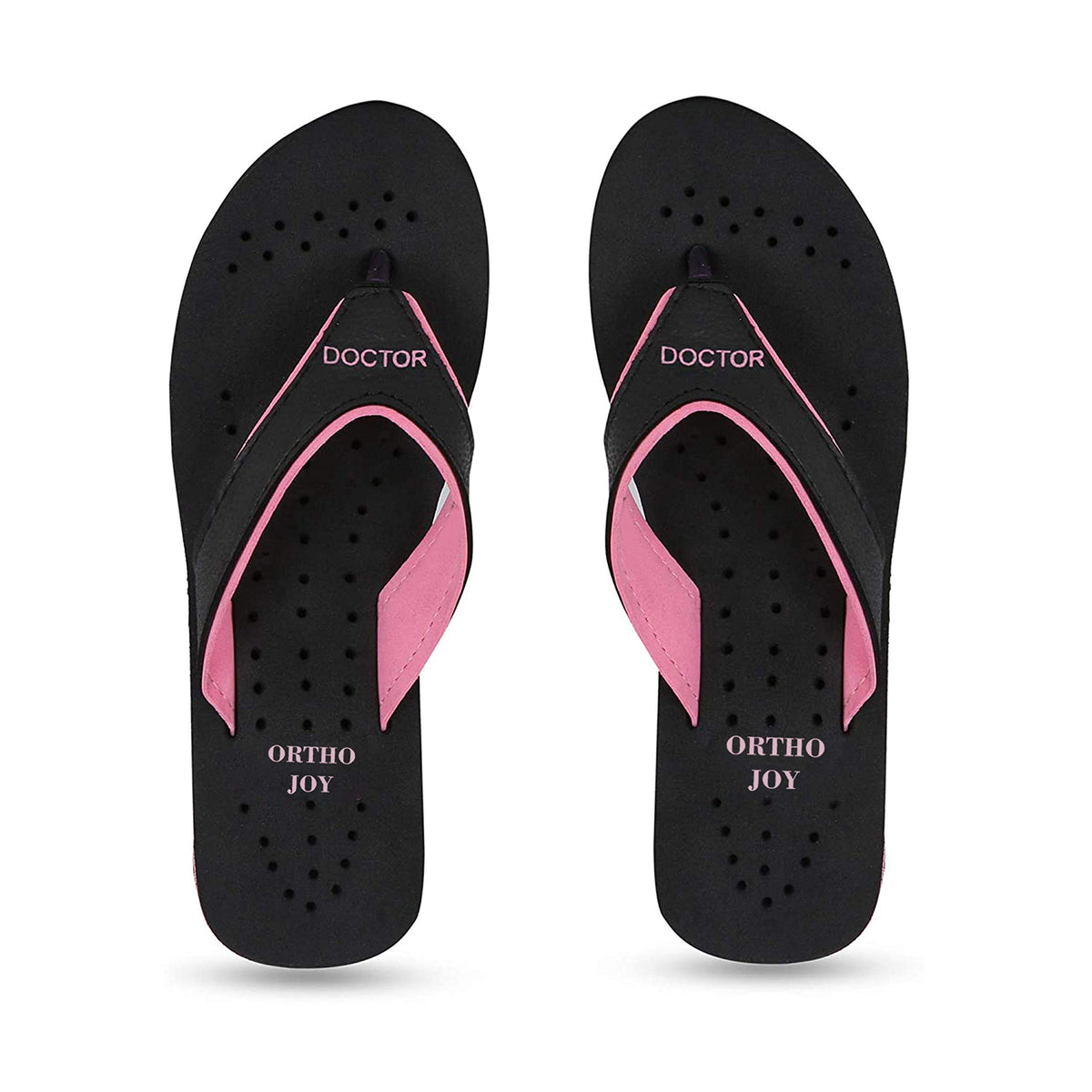 DOCTOR EXTRA SOFT Care Diabetic Orthopedic Pregnancy Flat Super Comfort Dr Flipflops and House Slippers For Women's and Girl's D-18-Black Pink-5 UK
