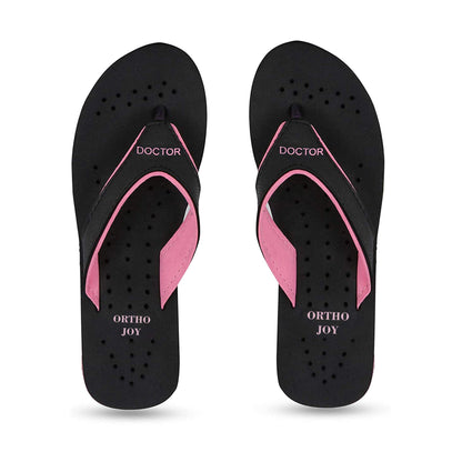 DOCTOR EXTRA SOFT Care Diabetic Orthopedic Pregnancy Flat Super Comfort Dr Flipflops and House Slippers For Women's and Girl's D-18-Black Pink-5 UK