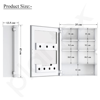 Plantex Bathroom Cabinet with Mirror/ABS Bathroom Storage Cabinet/Mirror Cabinet for Wall/Mirror with Storage for Bathroom(14x18 Inch, White)