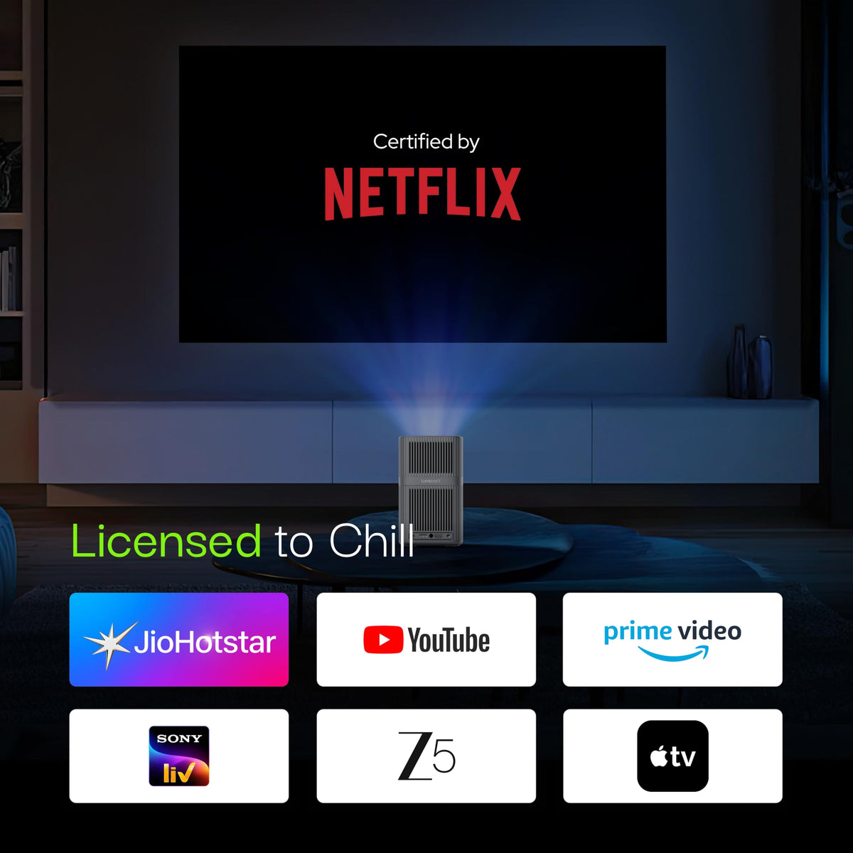 Lumio Arc 5 Portable Home Projector | Official Google TV with Netflix | Native 1080p Full HD | 4K Support | 200 ANSI Lumens | Auto Keystone | Dolby Audio | Sealed Light Engine | Bluetooth Speaker