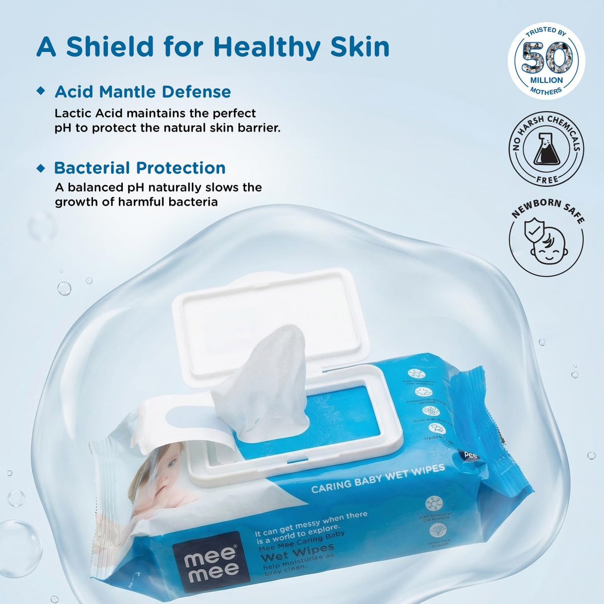 Mee Mee Wet Wipes for Baby Skin with Aloe Vera | 72 Wipes x Pack of 3-216 Wipes | Paraben Free, Fragrance Free, pH Balanced, Dermatologically Safe, Baby Wipes Combo | Pack Lid