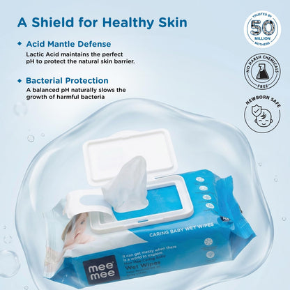 Mee Mee Wet Wipes for Baby Skin with Aloe Vera | 72 Wipes x Pack of 3-216 Wipes | Paraben Free, Fragrance Free, pH Balanced, Dermatologically Safe, Baby Wipes Combo | Pack Lid