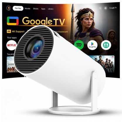 OLV Portable Smart Mini Projector, 4K 1080P Full HD Projector Supports Netflix, Prime and YouTube Etc. WiFi 5G, BT-5.0, Cinema Projector 180° Android 11, Compatible with TV Stick/Windows/iOS/Android