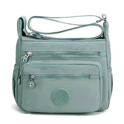 TS WITH TECHSUN Women’s Crossbody Sling Bag For Everyday Use, Nylon Shoulder Bag with Zipper Pockets, Adjustable Strap, Water Resistant Handbag for Travel, Shopping (Green)
