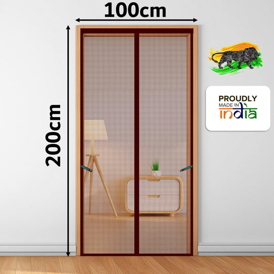 LifeKrafts Polyester Magnetic Mosquito Net for All Door Types & Sizes, Auto-Closing Insect Screen/Curtain to Keep Mosquito & Flies Out, (200x100 cm) Brown