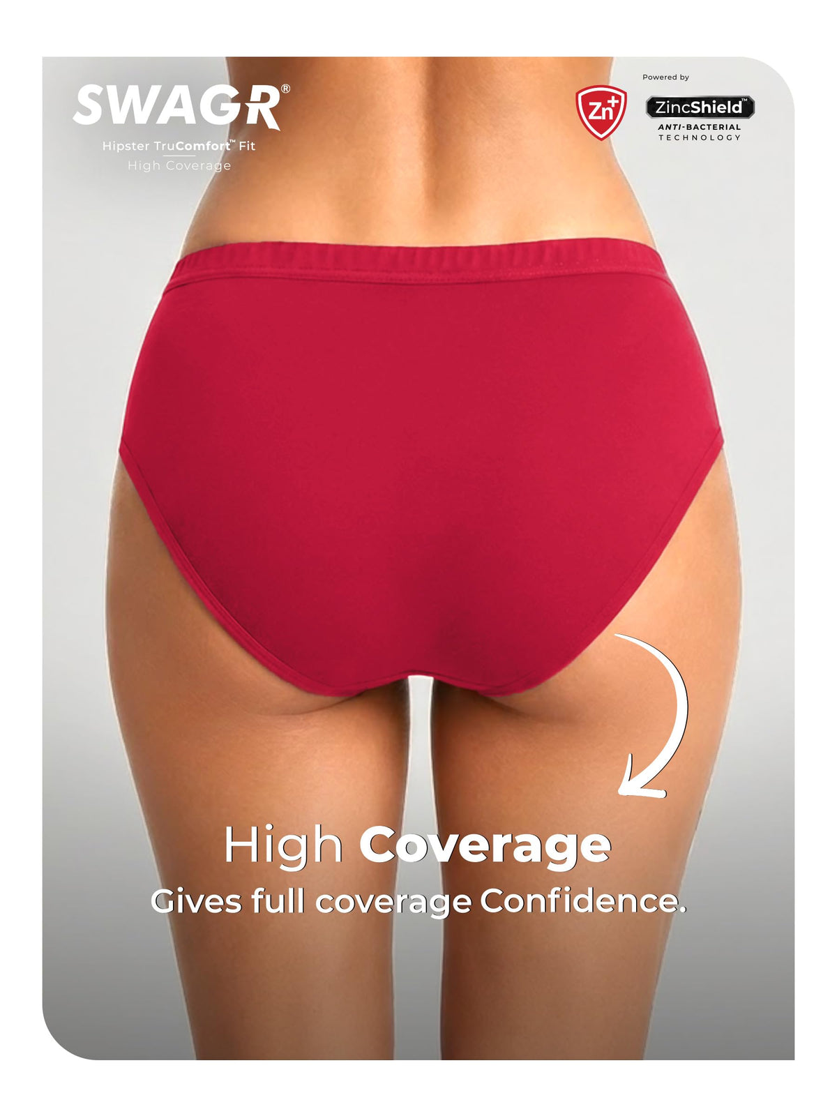 SWAGR 5 Pack Women's High Coverage Super Combed Cotton Hipster Panty Set | Powered by ZincShield Anti-Bacterial Tech | BreatheSoft Fabric | Size Large | Dark Multicolor | SOXCO Style HP06