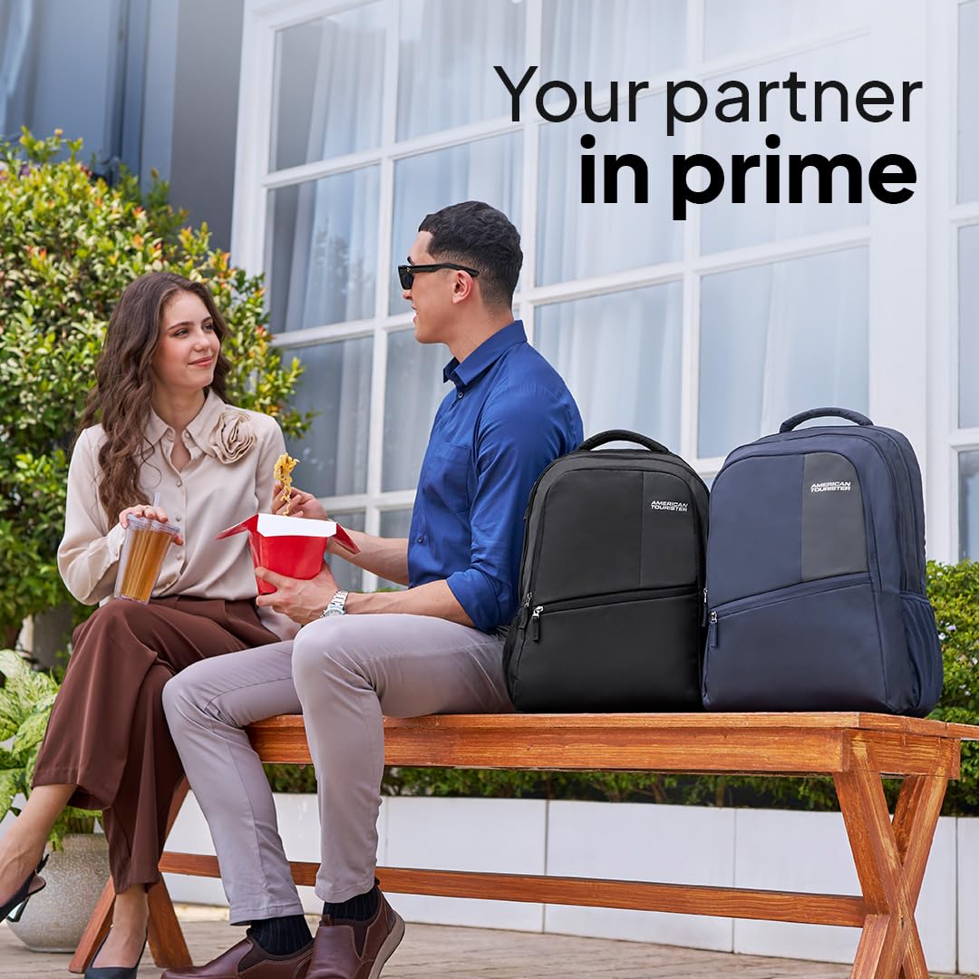 American Tourister Valex | 28L Backpack | 17" Laptop Bag | 2 Compartments | College & Office Backpack for Men and Women | Black | 1 Year Global Warranty