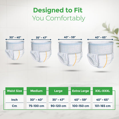 Karein Classic Adult Diaper Pant M Size, Medium, Waist (75-100 cm 30'-40'), 10 Unit, Long Protection Hour, Unisex, Quick & Even Absorption, Anti-Bacterial, Leakproof, Odour Control, Wetness Indicator