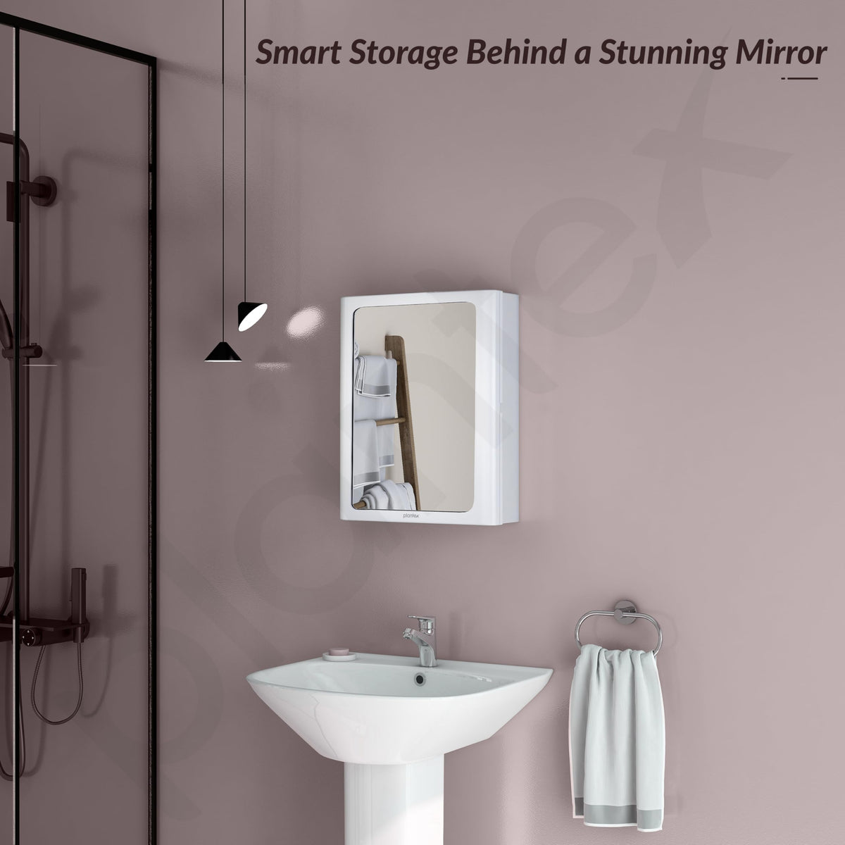 Plantex Bathroom Cabinet with Mirror/ABS Bathroom Storage Cabinet/Mirror Cabinet for Wall/Mirror with Storage for Bathroom(14x18 Inch, White)