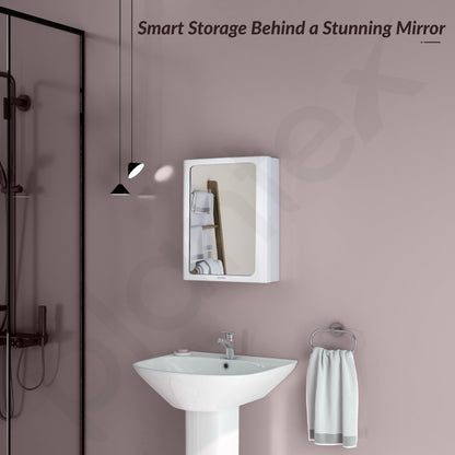 Plantex Bathroom Cabinet with Mirror/ABS Bathroom Storage Cabinet/Mirror Cabinet for Wall/Mirror with Storage for Bathroom(14x18 Inch, White)