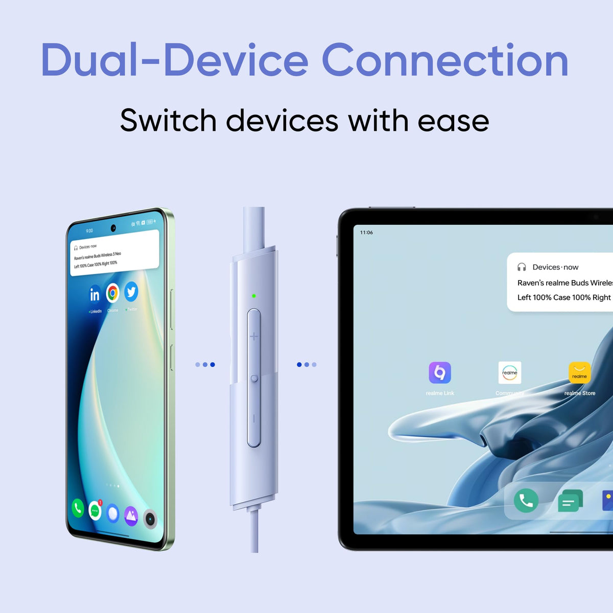 realme Buds Wireless 3 Neo in Ear Bluetooth Neckband with 13.4 Mm Dynamic Bass Boost Driver,Upto 32 Hours Playback,Fast Charge, Ai Enc,45Ms Low Latency,Ip55 Dust&Water Resistannt&Bluetooth V 5.4,Blue