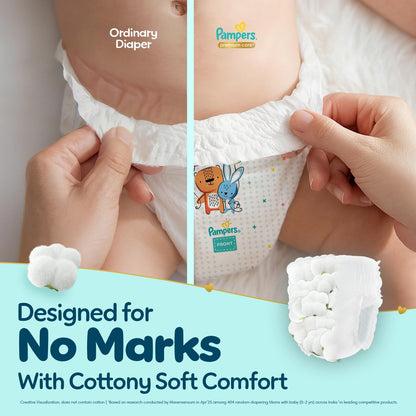 Pampers Premium Care Pant Style Baby Diapers XS 70 Count | No Marks Design | Voted India’s #1 Softest Diaper | All in 1 diaper with 360 Cottony Softness