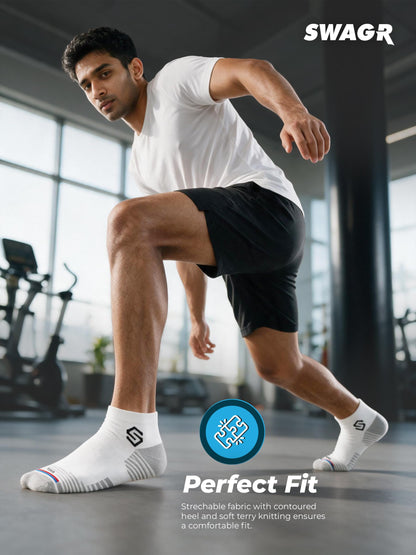 SWAGR 12 Pairs Sports Cotton Ankle Length Socks for Men, Pack of 12., Assorted