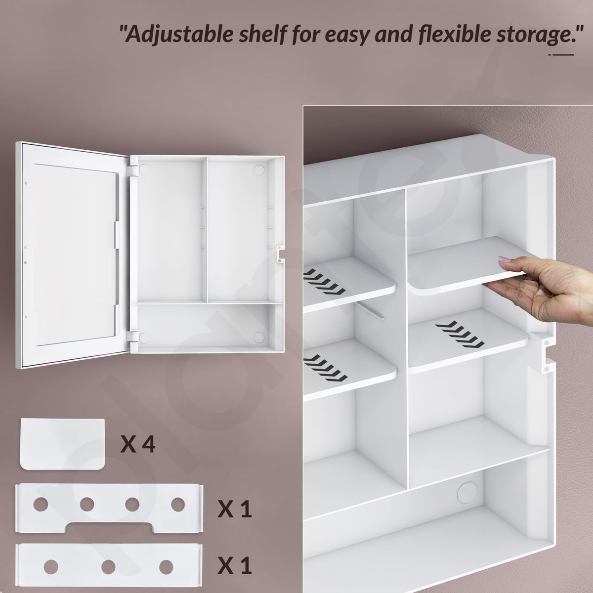 Plantex Bathroom Cabinet with Mirror/ABS Bathroom Storage Cabinet/Mirror Cabinet for Wall/Mirror with Storage for Bathroom(14x18 Inch, White)