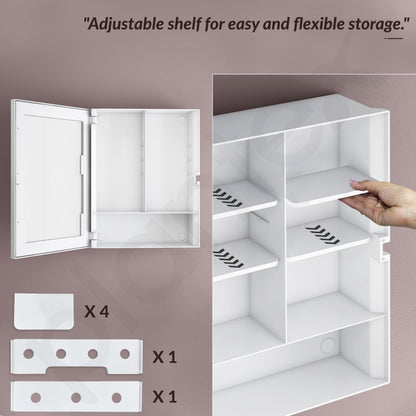 Plantex Bathroom Cabinet with Mirror/ABS Bathroom Storage Cabinet/Mirror Cabinet for Wall/Mirror with Storage for Bathroom(14x18 Inch, White)
