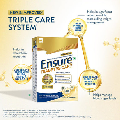 Ensure Diabetes Care Vanilla 950gm |Support Blood Sugar, Weight Management, Cholestrol Reduction |High Protein, High Fibre, 4 Myo-inositol |Zero Added Sucrose