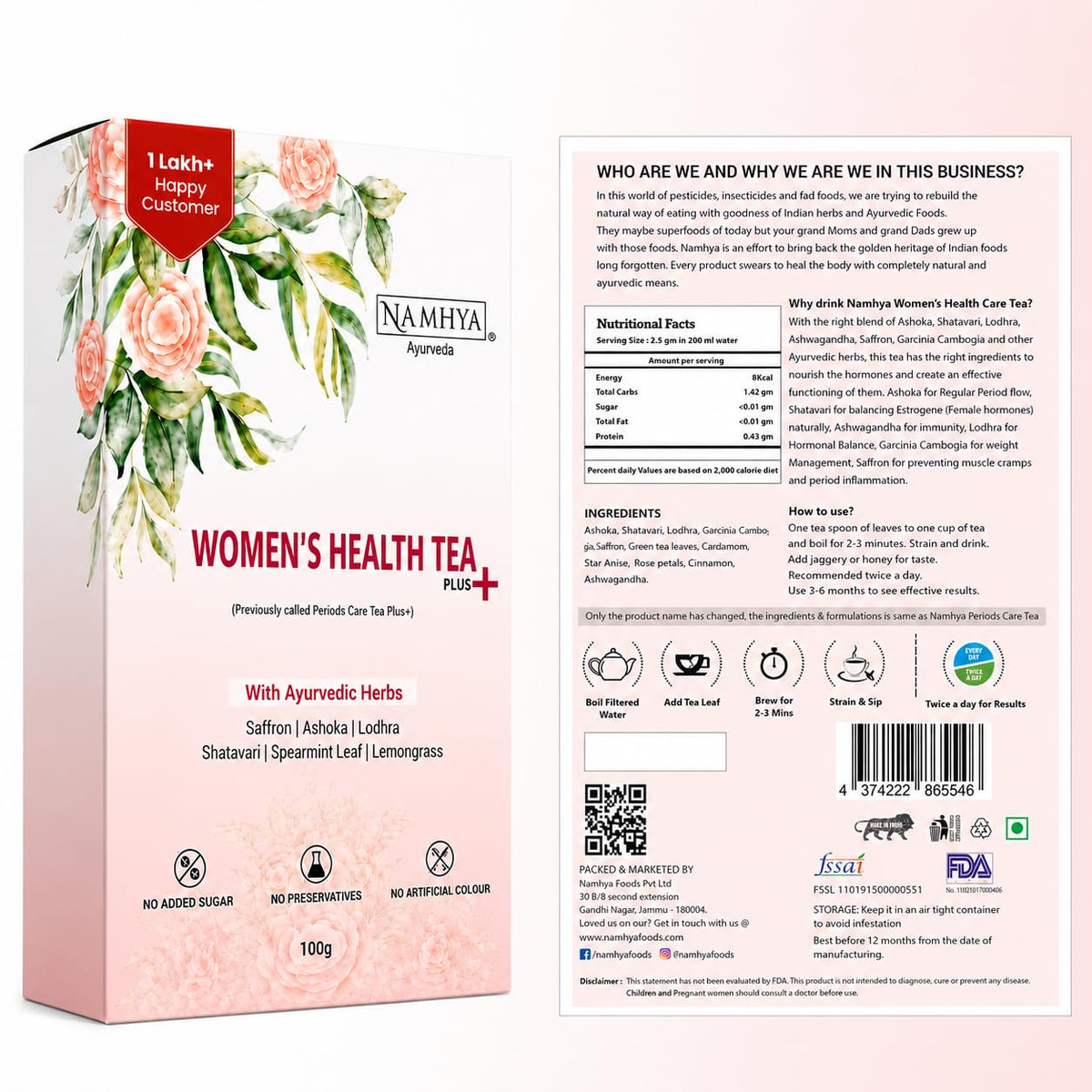 Namhya Women's Health Tea Plus | PCOS Support & Hormonal Balance |100gm Loose