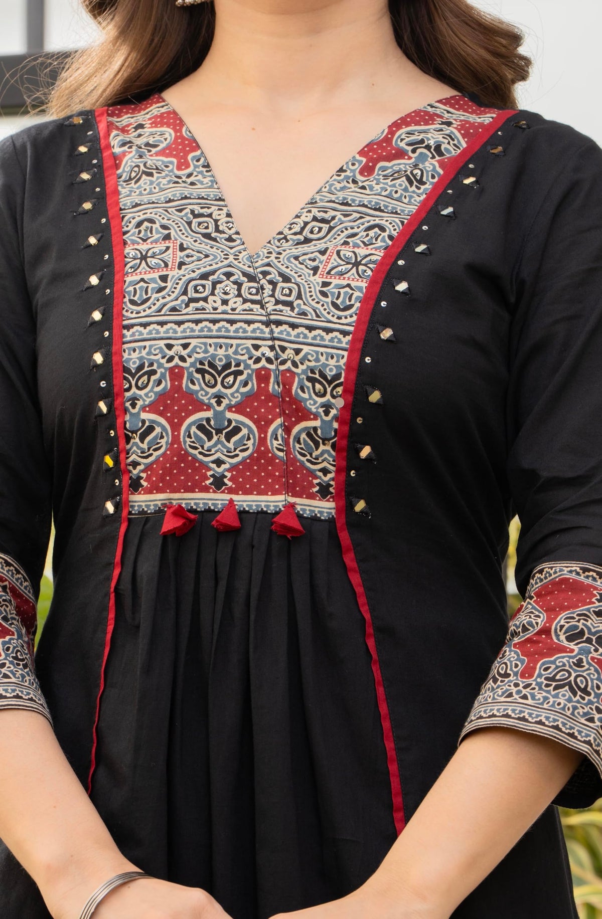 Amayra Women's Pure Cotton A-Line Kurta Set with Palazzo Pants & Dupatta|Ethnic wear|Kurti Suit Set for Women(TCK728,Black,XXL)