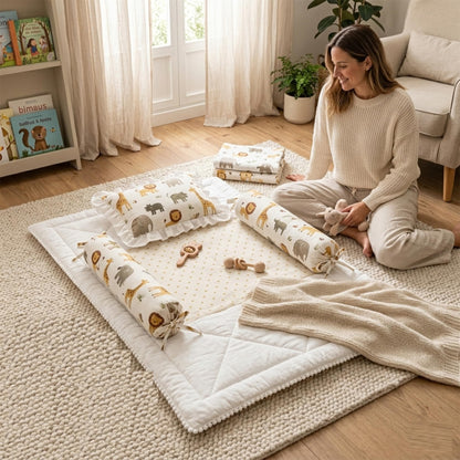 NWF Premium Cotton Baby Bedding Set, Unisex Animal Print, 26×40 Inches