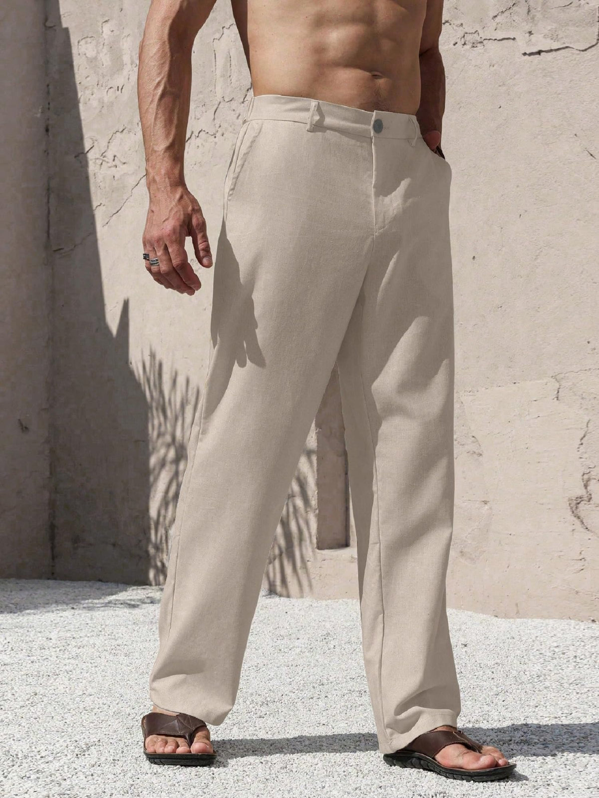 Lymio Trouser for Men | Regular Fit Casual Trouser (Trouser-38-Beige-M)