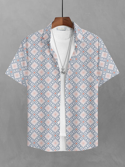 BULLMER Cotton Trendy Regular Fit Printed Causal Shirt for Men - Pack of 1 Blue4 Small
