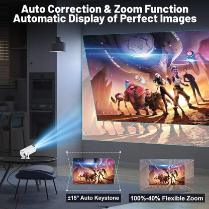 OLV Portable Smart Mini Projector, 4K 1080P Full HD Projector Supports Netflix, Prime and YouTube Etc. WiFi 5G, BT-5.0, Cinema Projector 180° Android 11, Compatible with TV Stick/Windows/iOS/Android