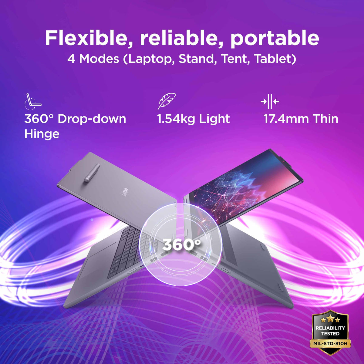 Lenovo IdeaPad 5 2-in-1 Convertible Laptop Intel Core Ultra 5 322 16GB RAM 512GB SSD 14" (35.5cm) WUXGA IPS Copilot+PC Windows 11 MS365 Basic+Office 2024 Pen 2 1Yr ADP Grey 1.54Kg 83UG000HIN