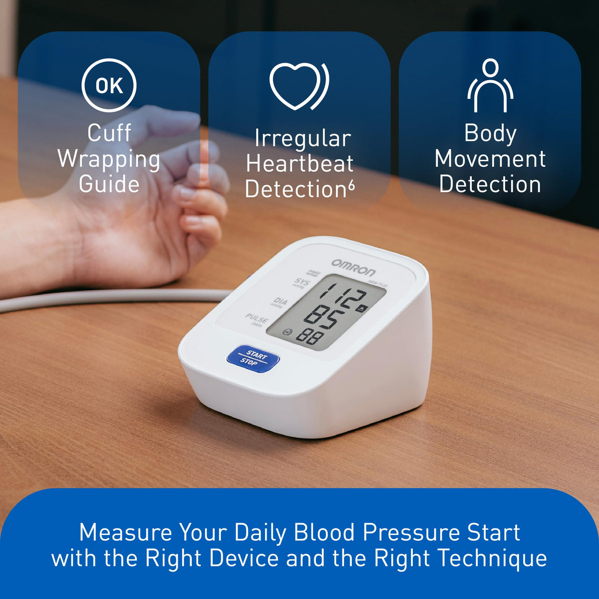Omron HEM 7120 Fully Automatic Digital Blood Pressure Monitor With Intellisense Technology For Most Accurate Measurement - Arm Circumference (22-32Cm)