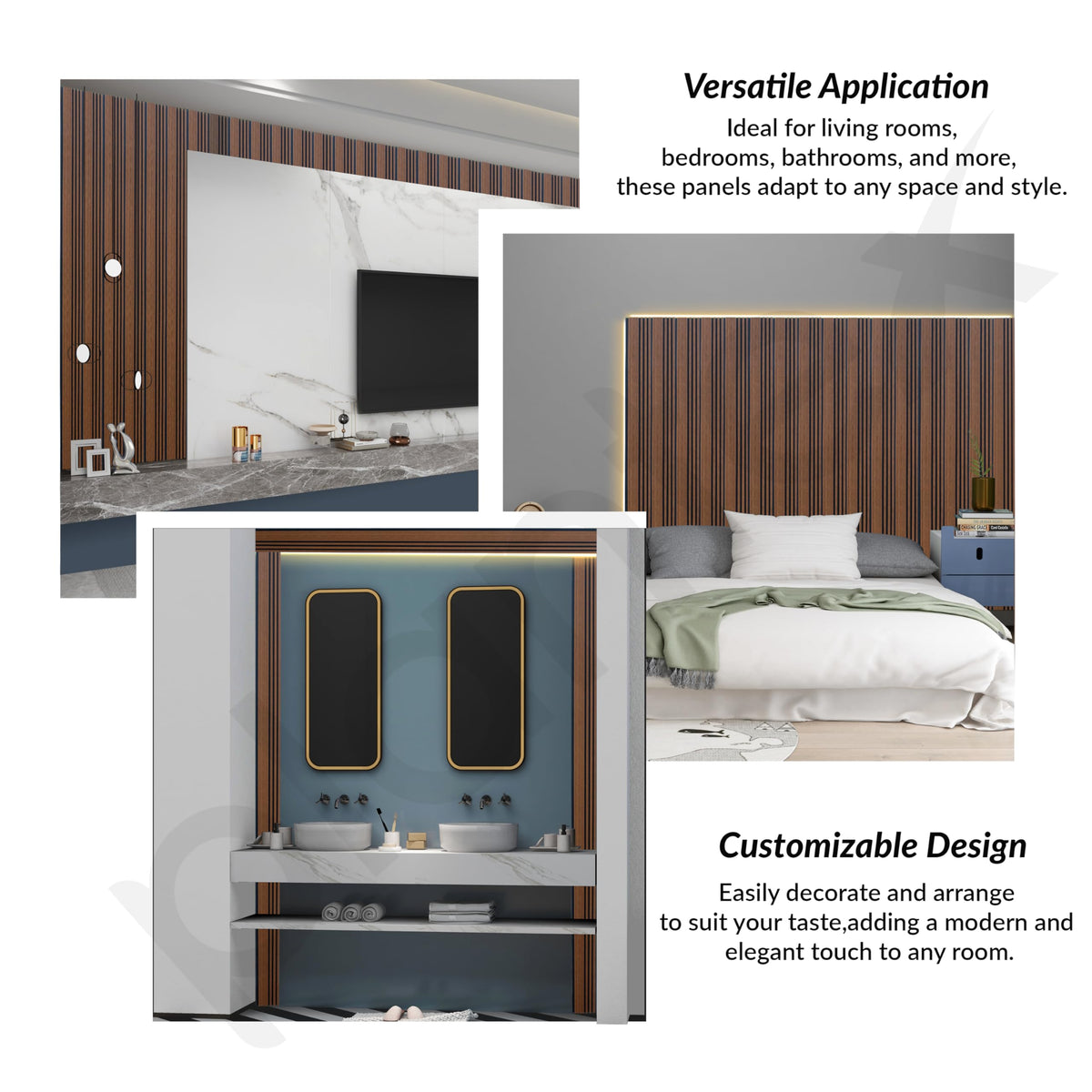 Plantex Wall Panels/Wooden Louvers Panel for Wall 8 Feet/Charcoal Panel for Interior Wall Décor/3D Wall Panel - Pack of 3 Covers - 9 Sq. Ft, Size-5 Inch x 8 Feet (Wooden - Modern Strip)