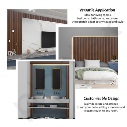 Plantex Wall Panels/Wooden Louvers Panel for Wall 8 Feet/Charcoal Panel for Interior Wall Décor/3D Wall Panel - Pack of 3 Covers - 9 Sq. Ft, Size-5 Inch x 8 Feet (Wooden - Modern Strip)