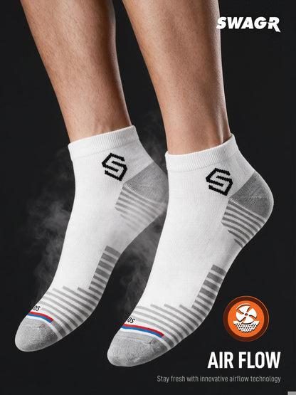 SWAGR 12 Pairs Sports Cotton Ankle Length Socks for Men, Pack of 12., Assorted