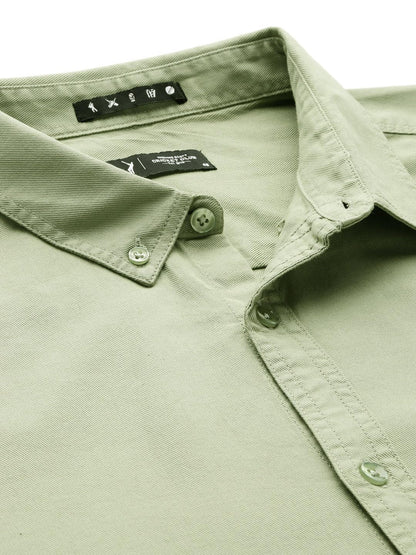 Thomas Scott Mens | Full Sleeve | Solid | Slim Fit | 100% Cotton | Button Down Collar | Shirts (CCSH013_Green_M)