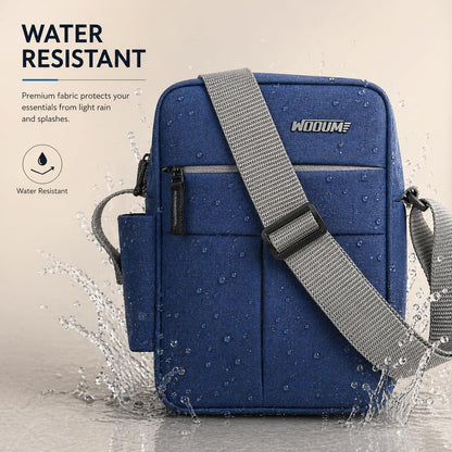 Wooum Water Resistance Side Bag - Travel Bag - Office Business Bag - Cross Body Bag - Messenger Bag - Sling Bag for Men and Women Adjustable Strap (Navy Blue)