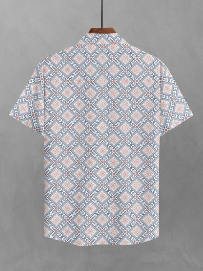 BULLMER Cotton Trendy Regular Fit Printed Causal Shirt for Men - Pack of 1 Blue4 Small
