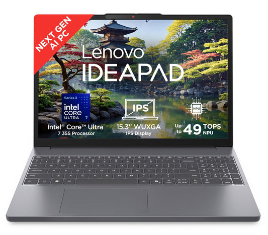 Lenovo IdeaPad Slim 3 Intel Core Ultra 7 355 Next-Gen AI PC (16GB RAM/512GB SSD/15.3" (38.86cm)/WUXGA IPS/Copilot+ PC/Windows 11/MSO 365 Basic+Office 2024/Backlit Keyboard/Grey/1.6Kg), 83UR009PIN