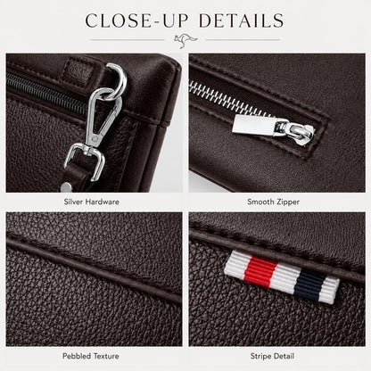 Kawn Men's PU Leather Clutch Bag, Large Capacity Business Organizer Wallet with Wrist Strap, Multi Pocket Envelope Handbag for Mobile, Cash, Cards, Travel, Office & Daily Use (Brown)