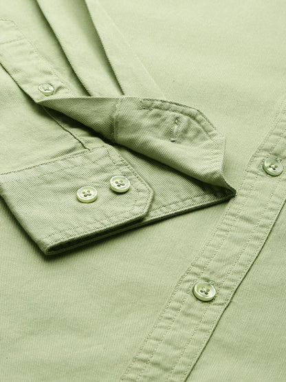 Thomas Scott Mens | Full Sleeve | Solid | Slim Fit | 100% Cotton | Button Down Collar | Shirts (CCSH013_Green_M)