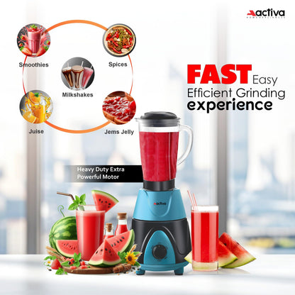 ACTIVA Megamix 1000W Mixer Grinder with 4 Jars for Dry, Wet & Chutney Grinding | Stainless Steel Blades | Leak-Proof Airtight Jars | Shock-Proof Body | Safety Lock System | 2-Year Warranty